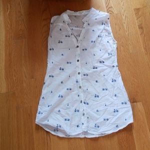 Adorable bicycle print summer button down